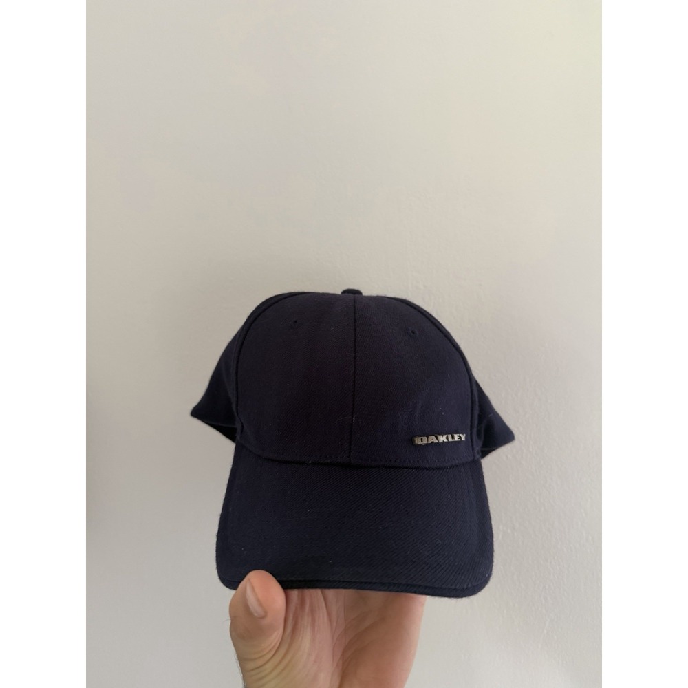 Y2K Oakley Navy Dad Hat Flexfit Half Mesh Fitted Cap Adult Sz L/XL 3D Emblem